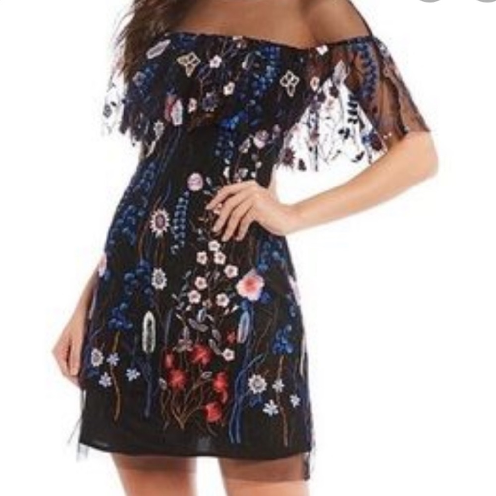 Gianni Bini Floral Embroidered Mini Dress